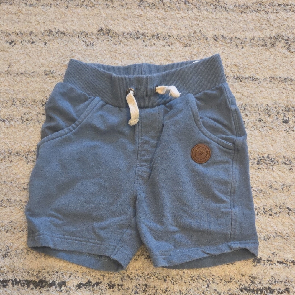 Kids' Soft Pull-On Shorts in Dusty Blue with Drawstring